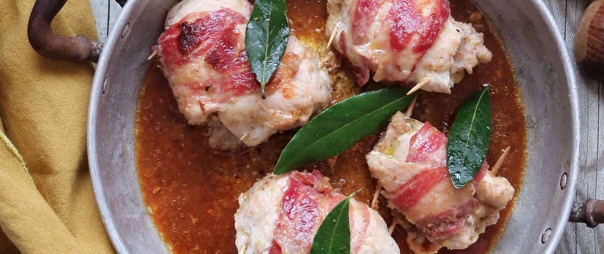 Involtini di pollo pancettati con ripieno di castagne